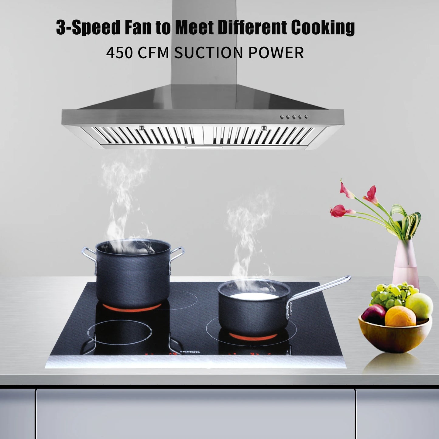 Zomagas Stainless Steel Wall Mount Range Hood Convertible Ductless