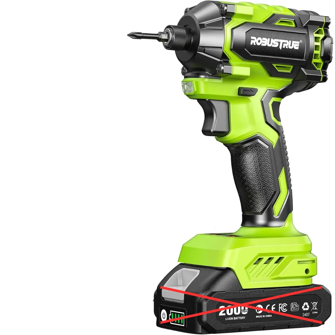 Robustrue Electric Screwdriver 21V 1/4" Hex Cordless Impact Driver 230N.m Brushless Impact Driver Drill Set with 2.0 Ah Battery Variable Speed