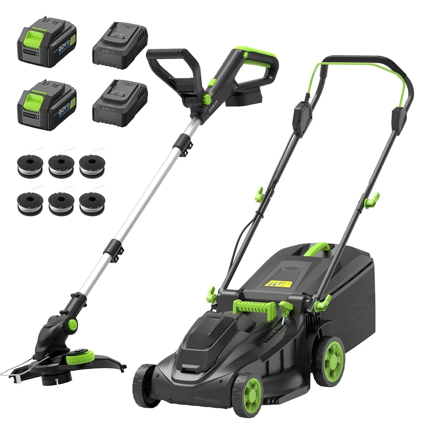 40V Cordless Lawn Mower And Trimmer Combo With Dual Chargers