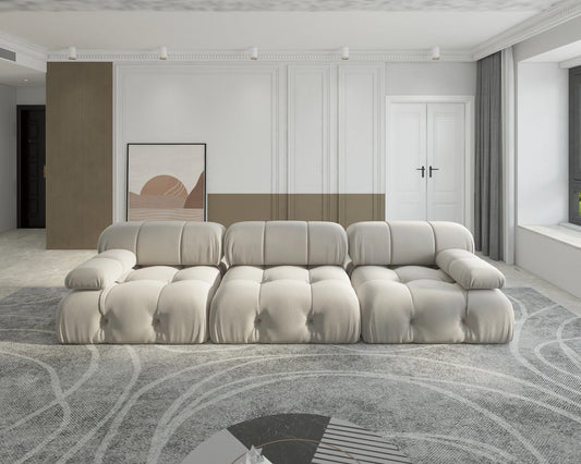 Sdorens Velvet Modular Sectional Sofa Set 3 Seats For Living Room
