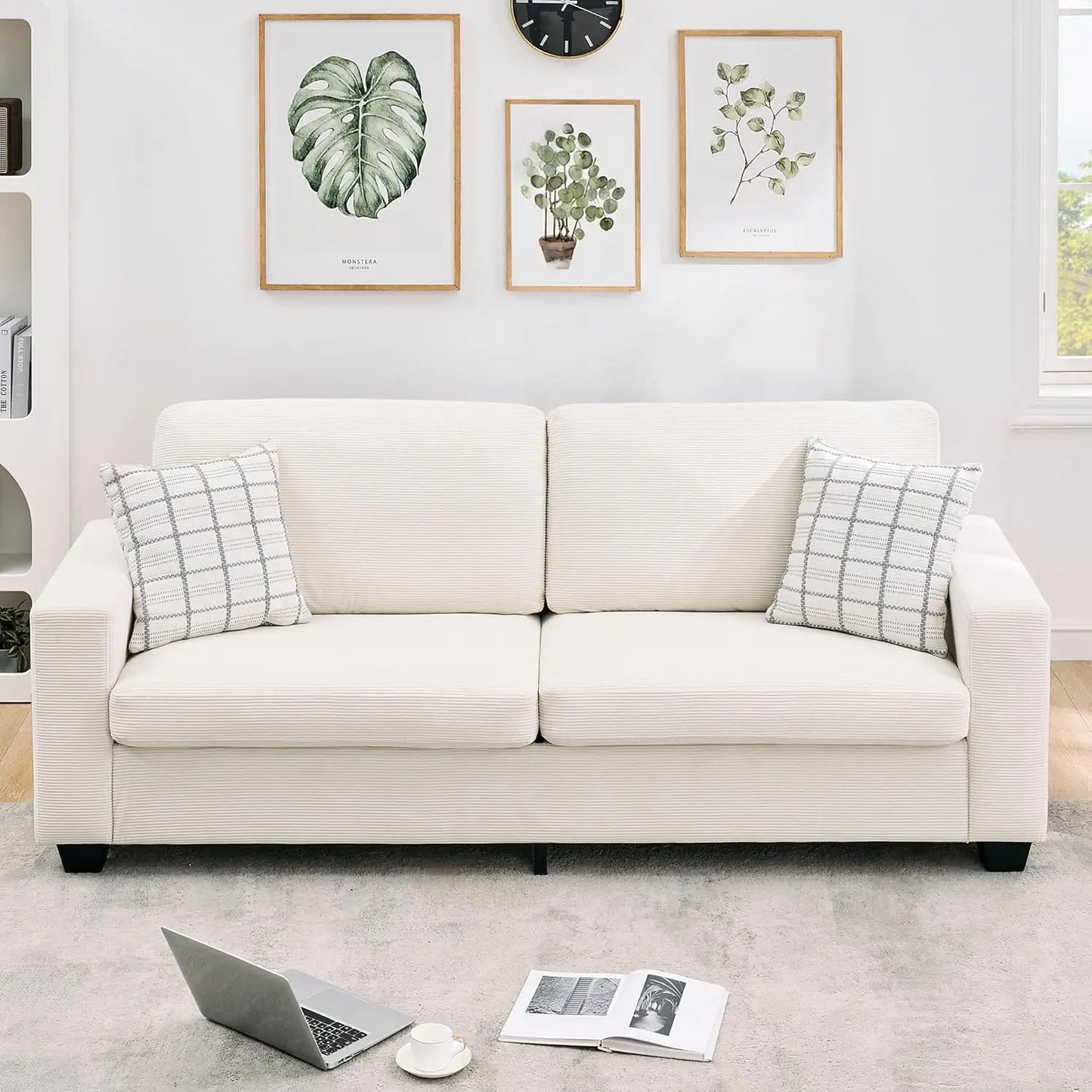 HobbyLane Modern Deep-Seat Sofa With Wide Armrests Removable Washable Cover
