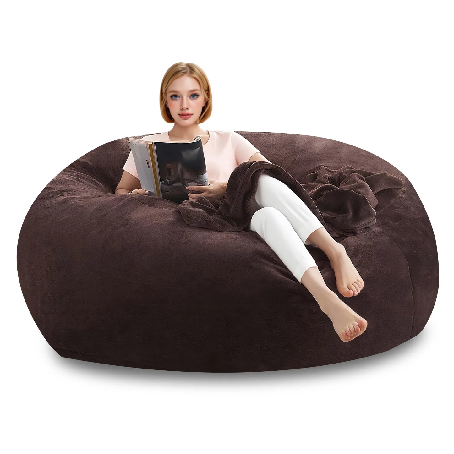 Memory Foam Beanbag Chair With Washable Flannel Cover For Reading