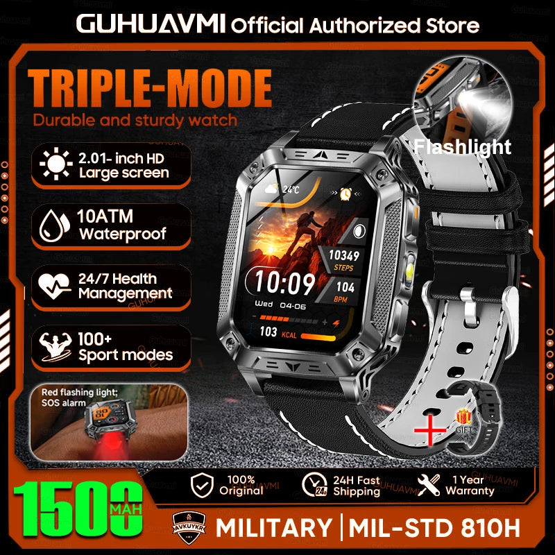 Military Grade Smart Watch With 1500mAh Battery And 100 Days Battery Life