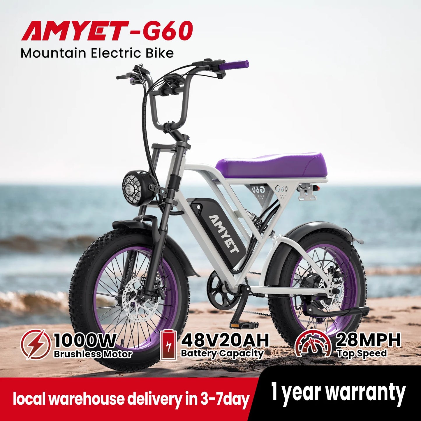 Am yet V9 G60 1000W Adults Electric Bike With 48V Battery