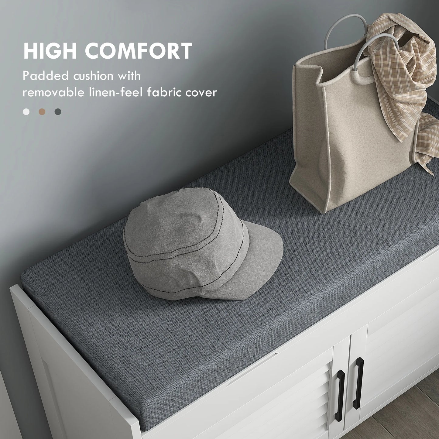 HOMCOM Shoe Bench With Cushion And Hidden Storage Compartments