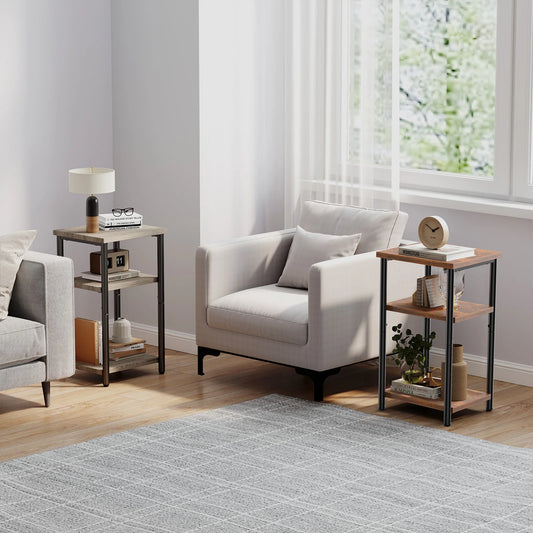 Mcq 3 Tier Wood End Table Set With Storage Shelf