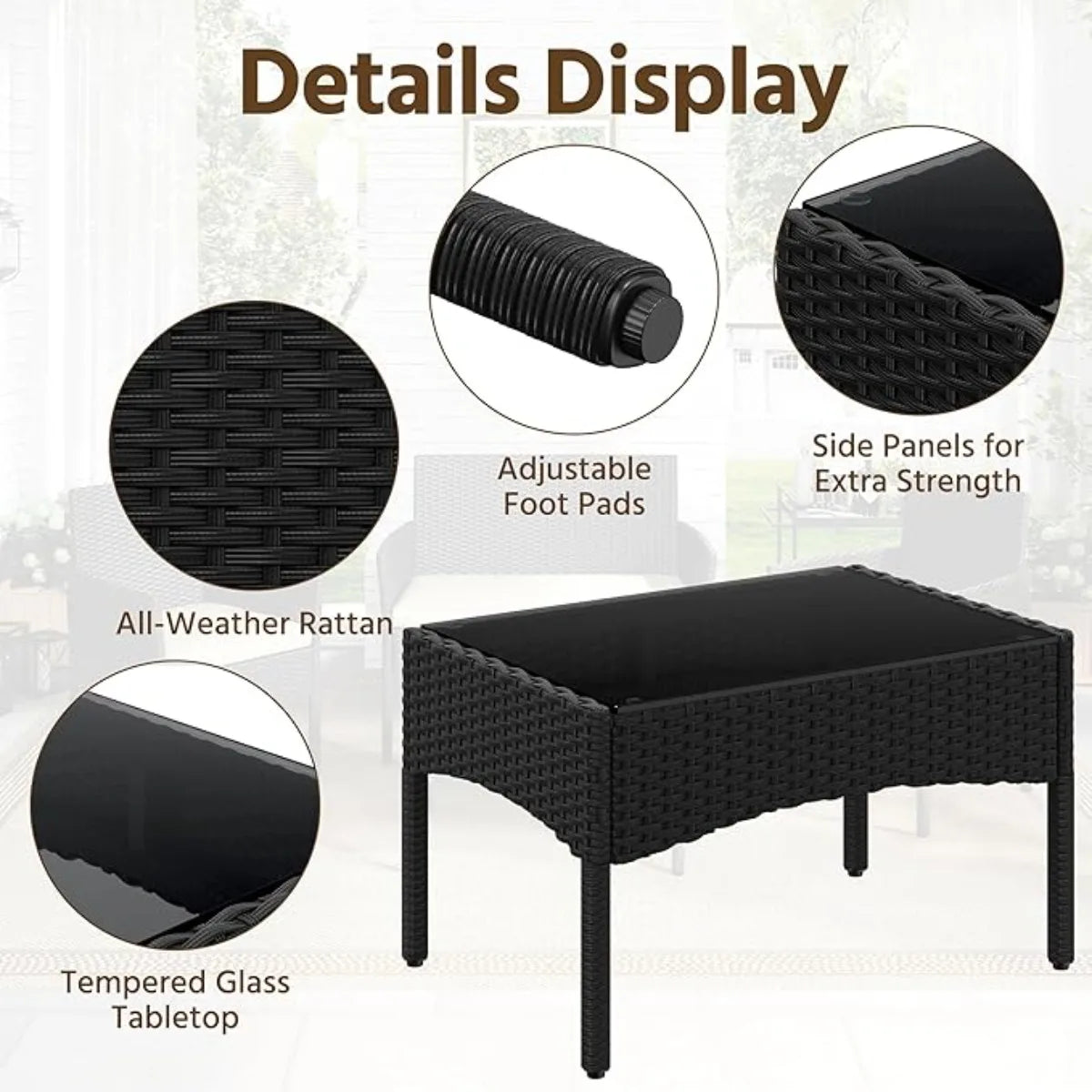 XIUWO Outdoor Patio Furniture Set Four Pieces Rattan Loveseat