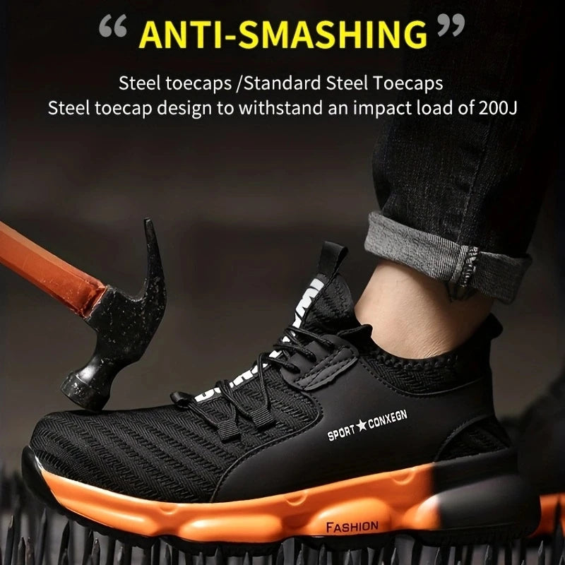Breathable AntiPuncture Safety Shoes For Men Comfort And Style