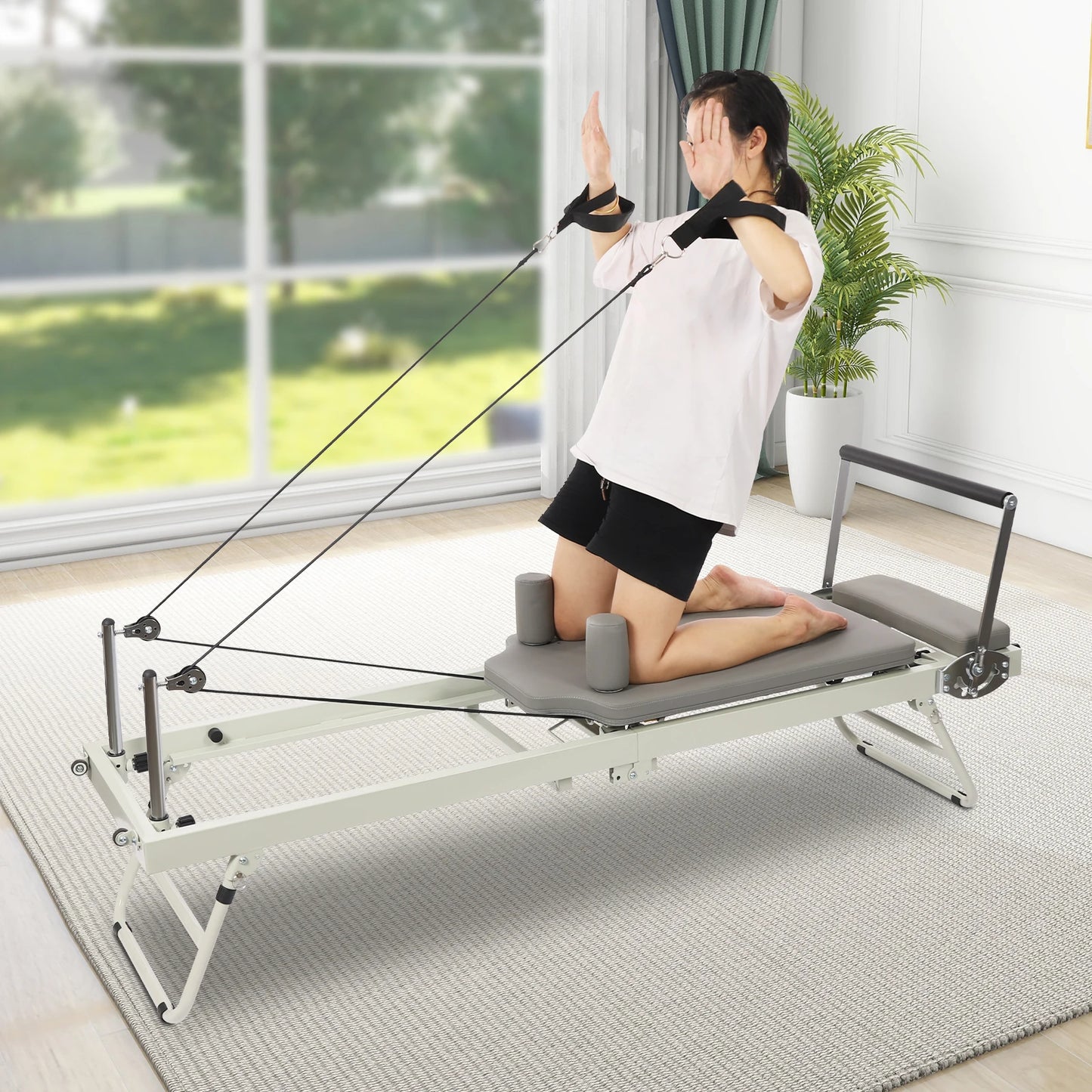 Foldable Pilates Reformer Machine For Yoga Fitness