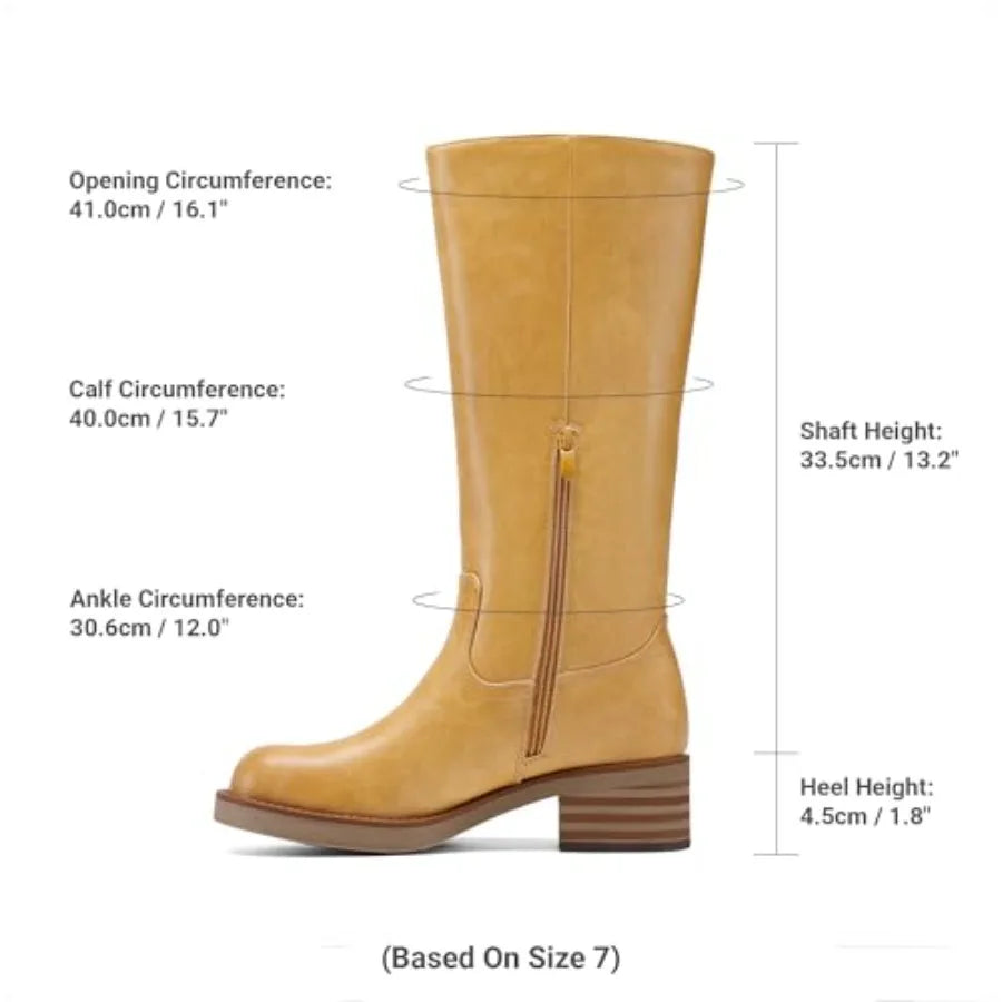 Dream Pairs Women's Square Toe Platform Knee High Riding Boots