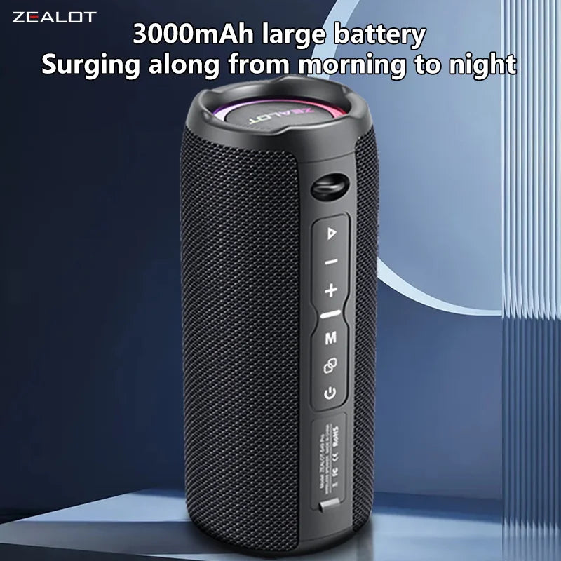 Zealot-S49 Pro 20W Wireless Speaker, RGB Light Wireless HiFi Sound Quality, Bass Boost, Dual Pairing, 3000mAh Battery