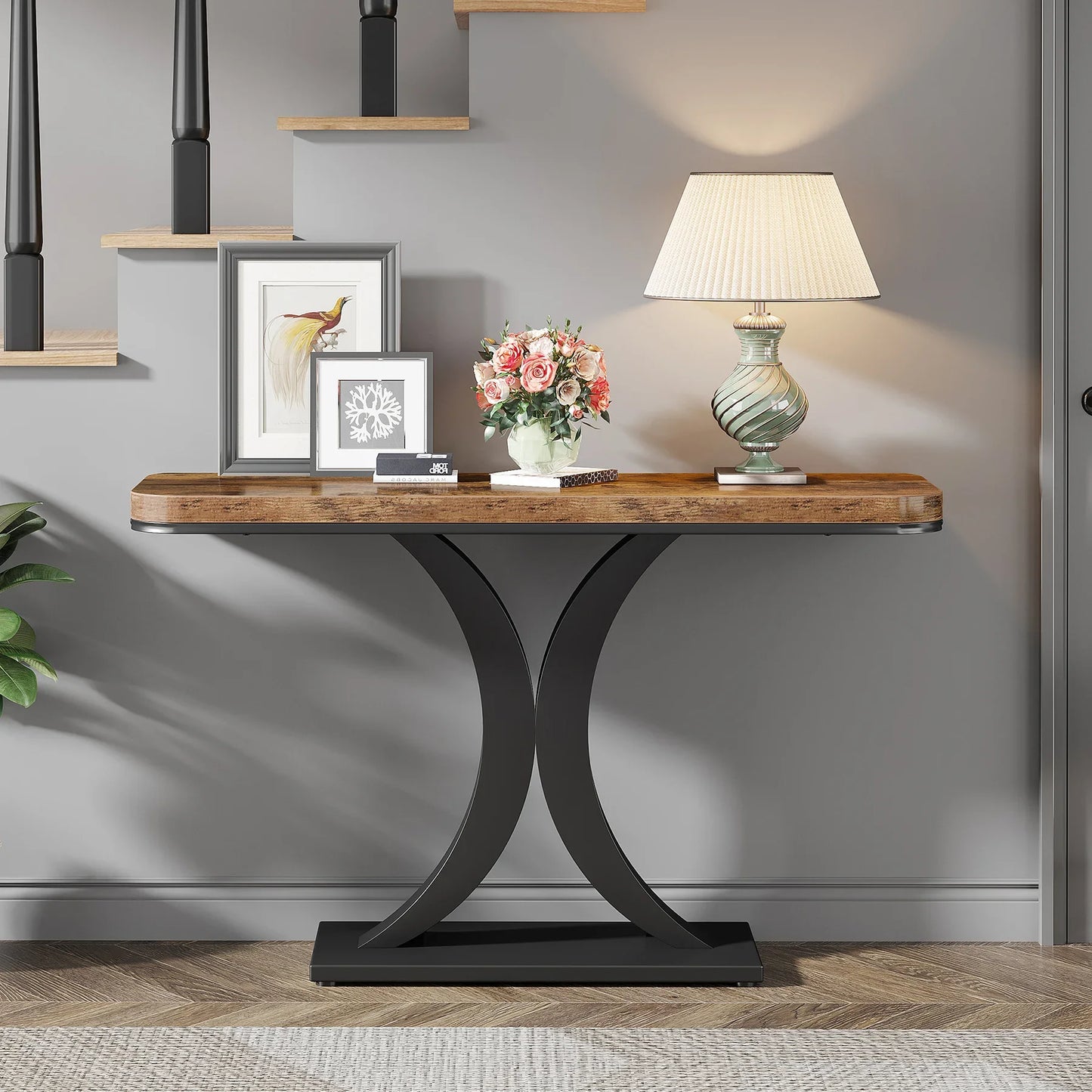 Tribesigns Industrial Console Table With Geometric Base