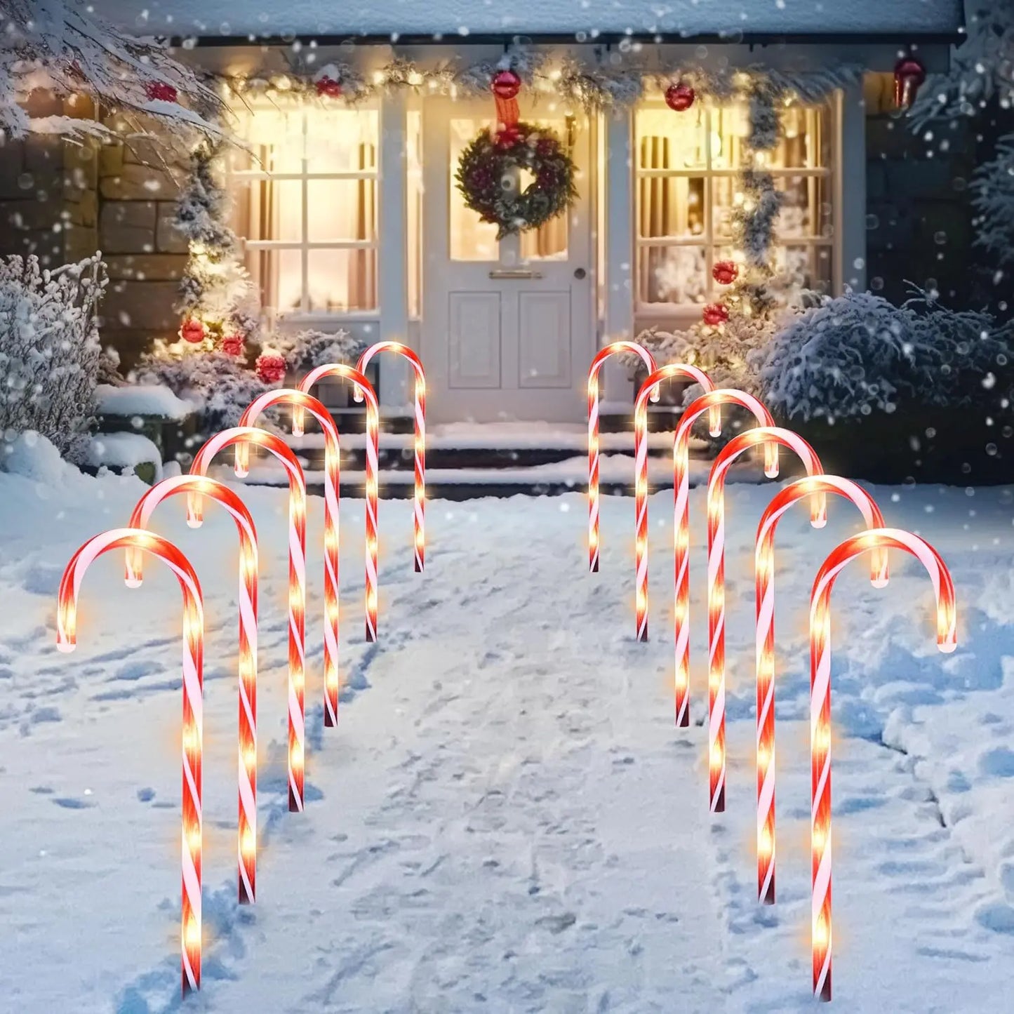 Joyfy Candy Cane Pathway Lights Set Of 12 Outdoor Decor