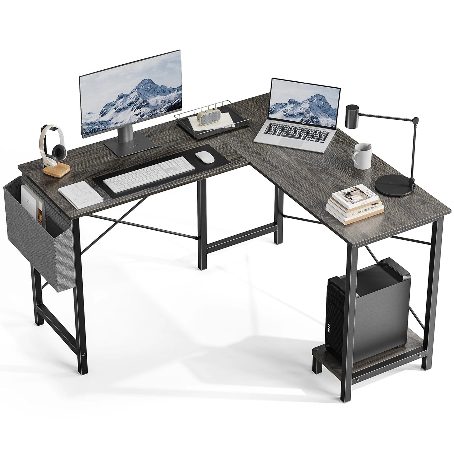 JHK L Shape Computer Desk With CPU Shelf And Storage Bag