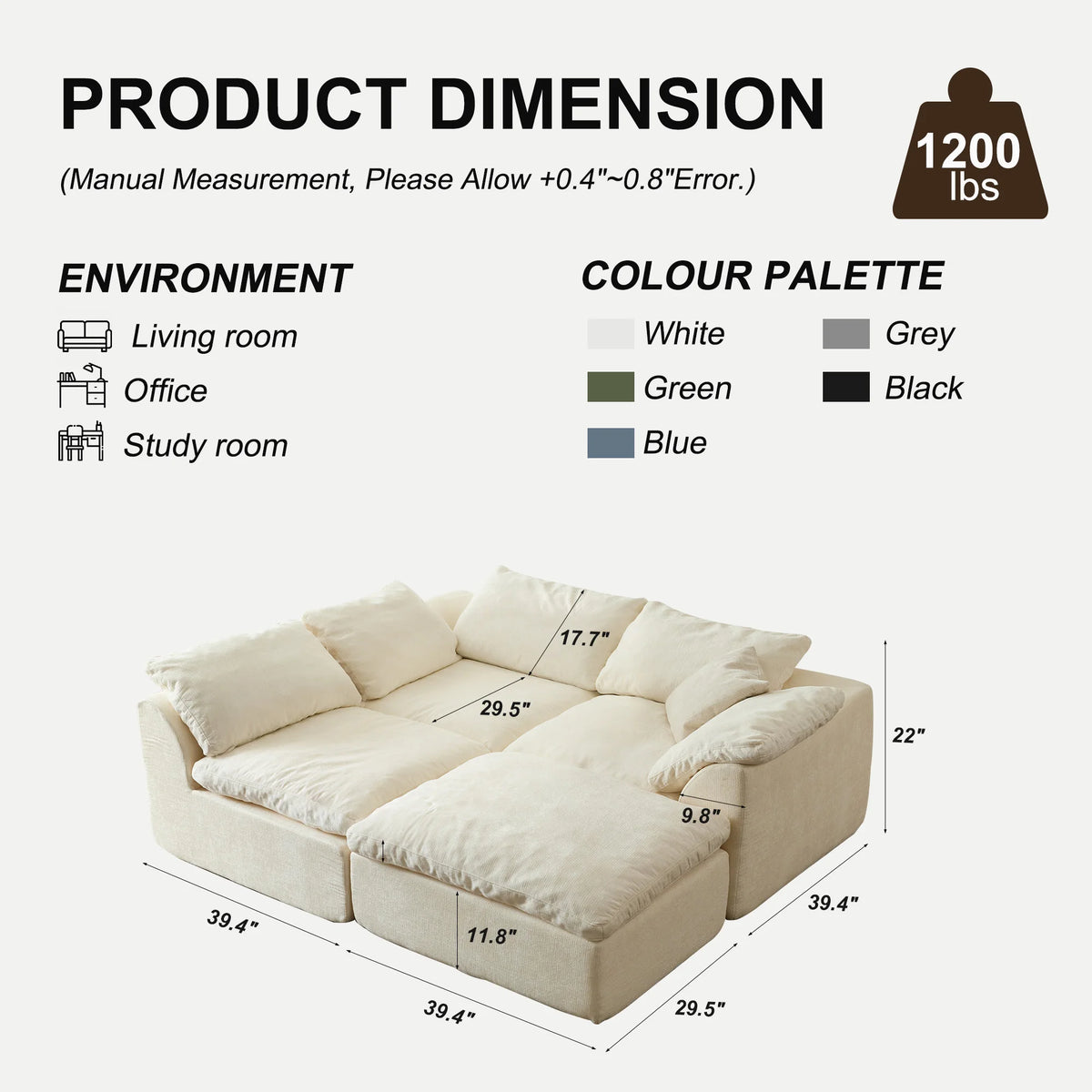 Yeflixvrau Modern Modular Sectional Sofa With Removable Seat Cushions