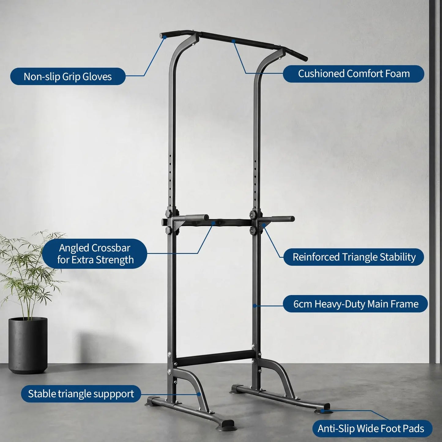 HiMISS Multi-Function Power Tower Dip Station With Pull Up Bar