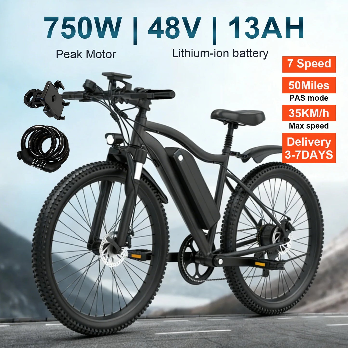Toofly Electric Mountain Bike With 48V 13Ah Removable Battery