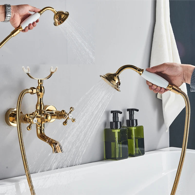 Shinesia Waterfall Bathtub Faucet With Handshower Dual Hot Cold