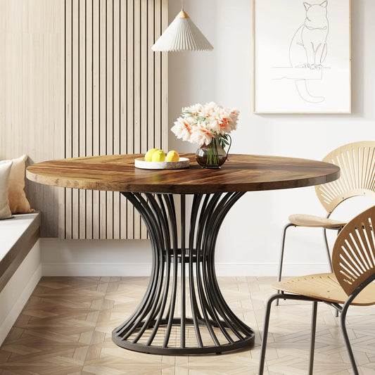 Tribesigns 47 Inch Round Farmhouse Dining Table For Four To Six