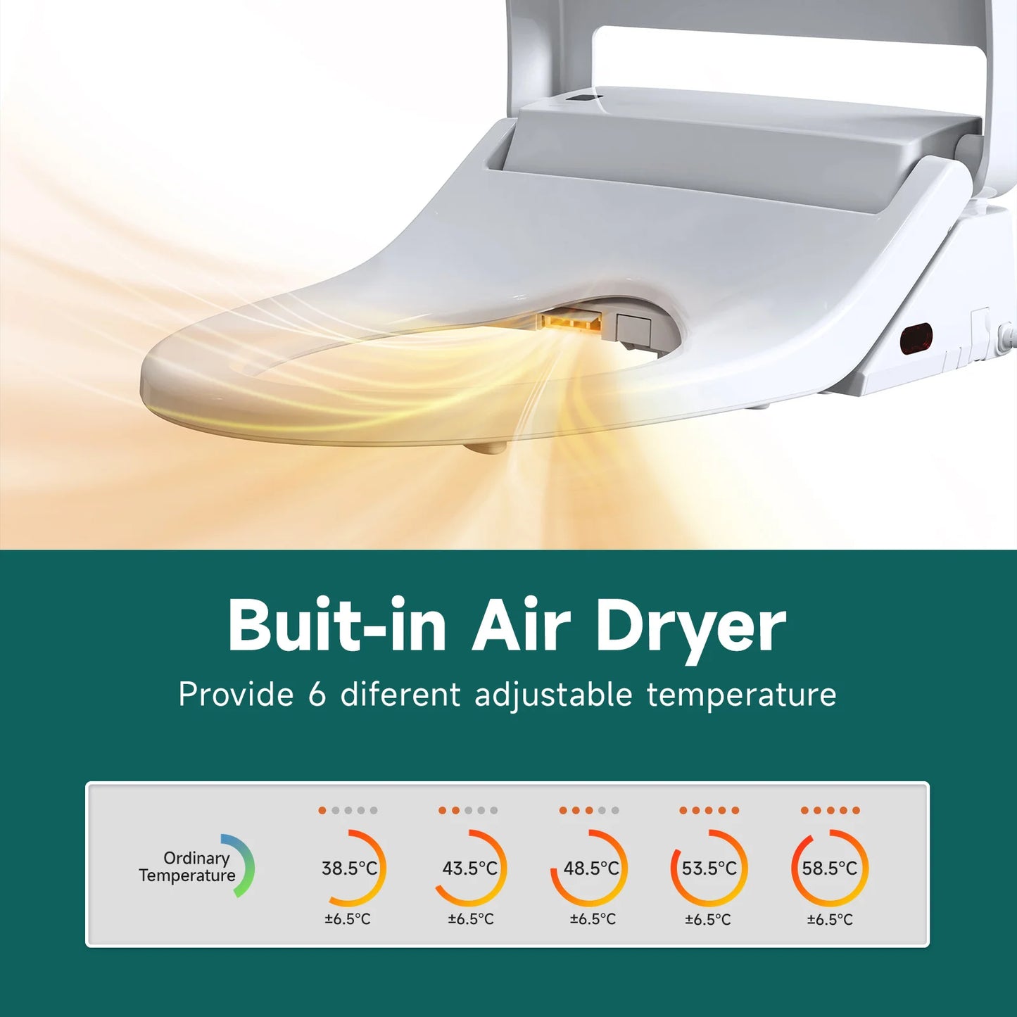AQUATIZ Smart Bidet Clip-On Toilet Seat, Electric Bidet for Existing Toilet with Warm Water,Dryer,Heated Seat,Elongated