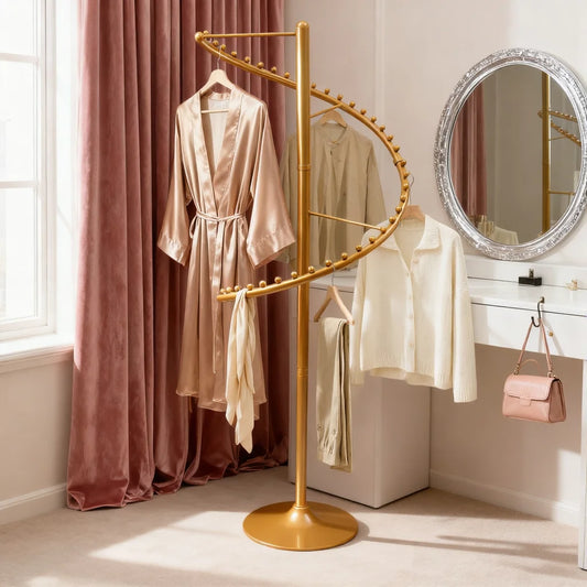 Easy Assemble Spiral Rotating Garment Rack Free Standing Organizer