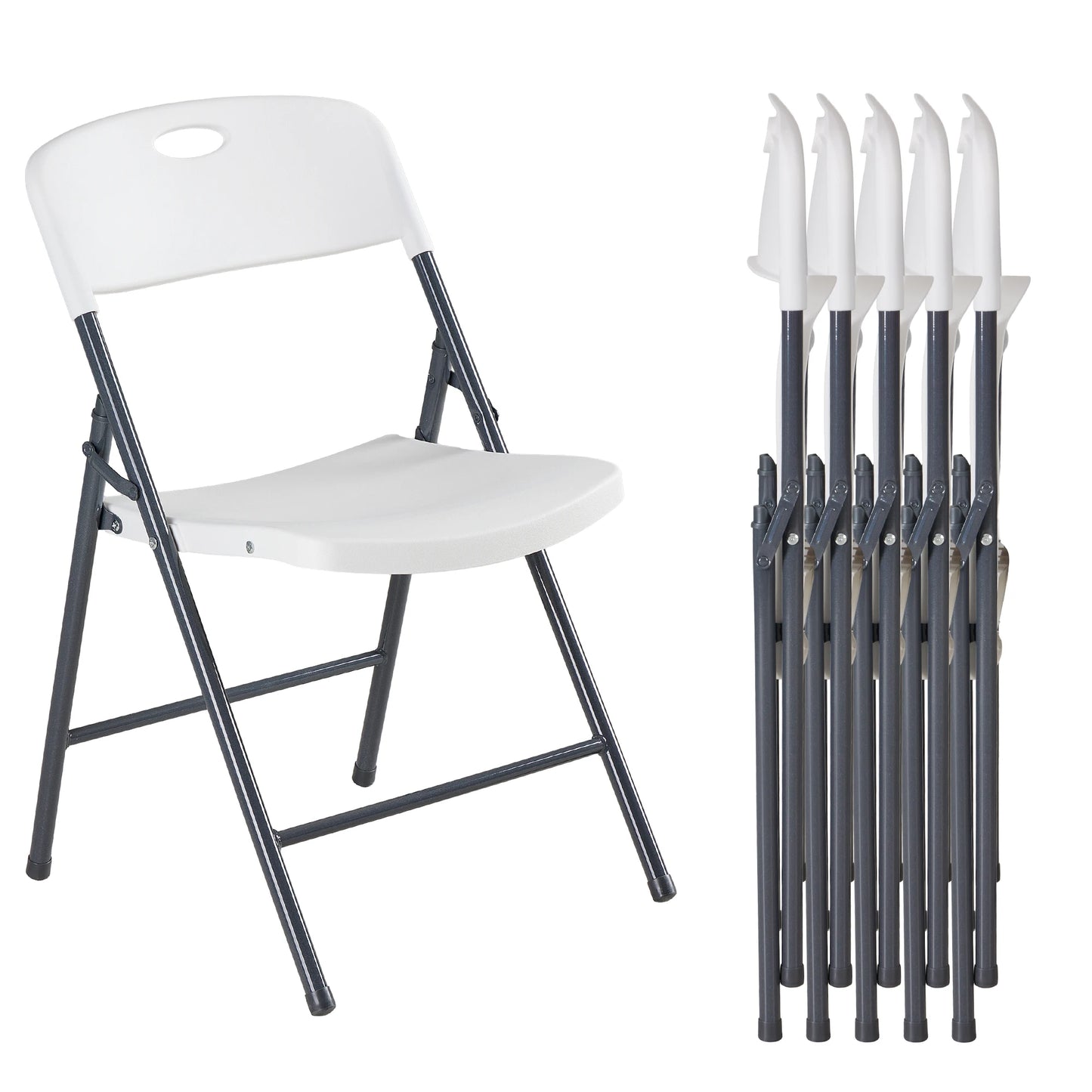 JHK Stackable Plastic Folding Dining Chairs Heavy Duty Set