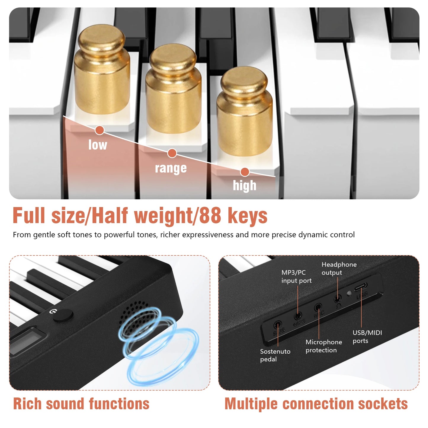 Portable 88 Key Folding Piano Keyboard With Carry Case