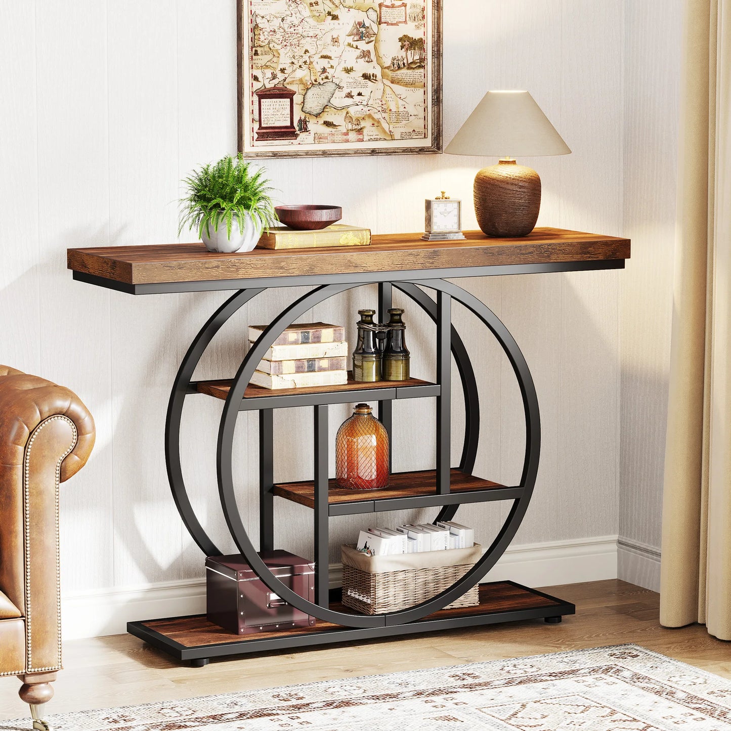 Tribesigns Console Table Industrial 4 Tier Narrow Entryway Sofa Table