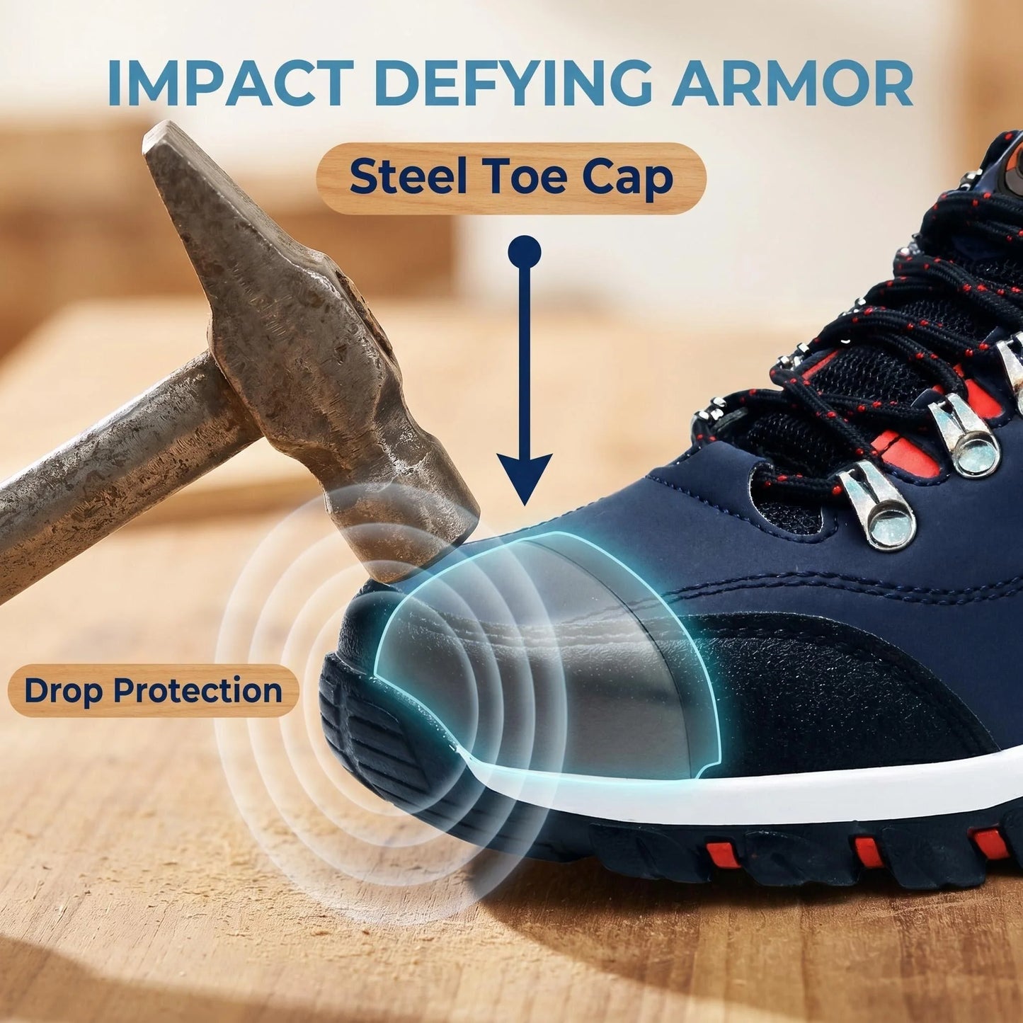 Manlegu Men's Steel Toe Safety Shoes Anti-Puncture Non-Slip Boots