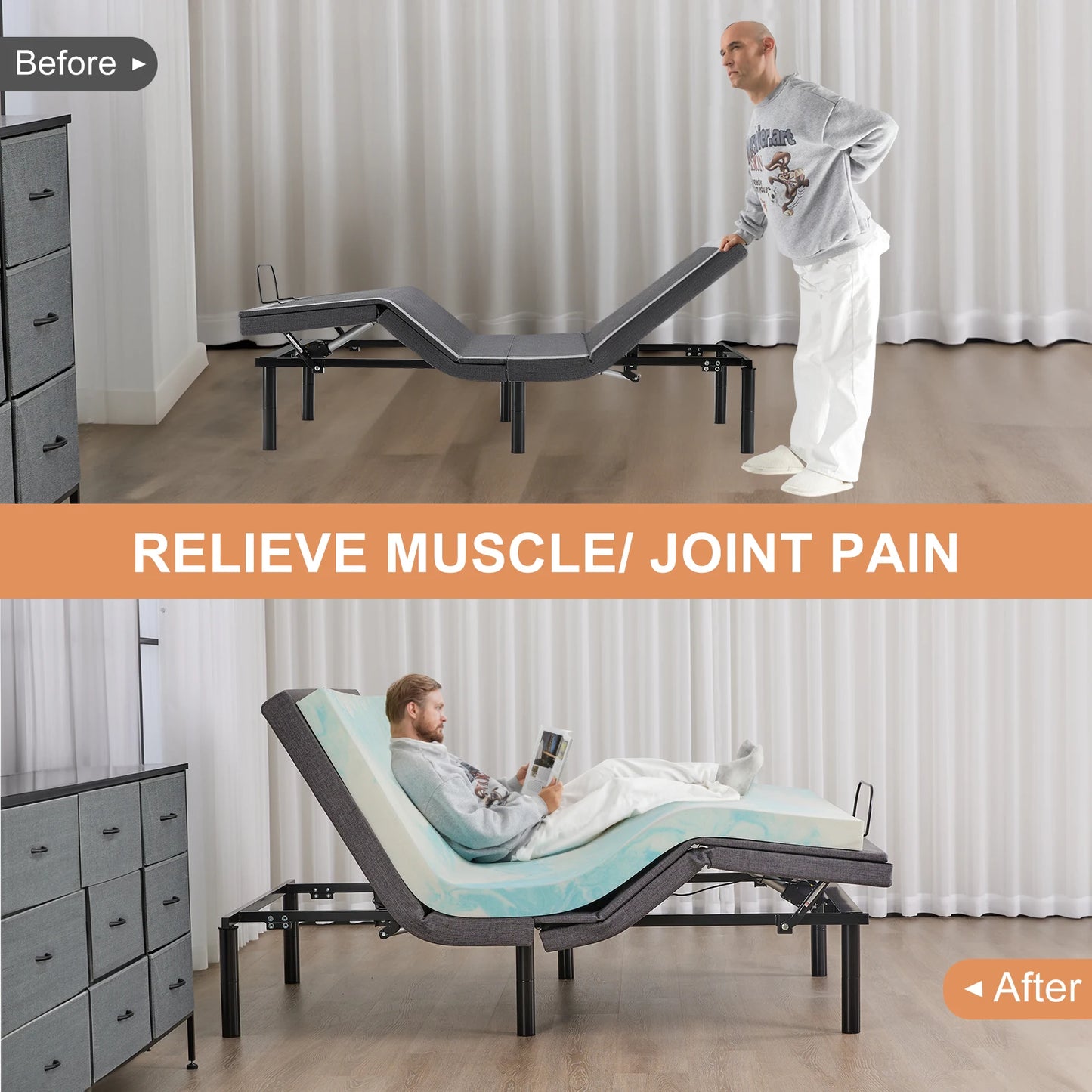 JHK Electric adjustable Zero Gravity Bed With USB Ports
