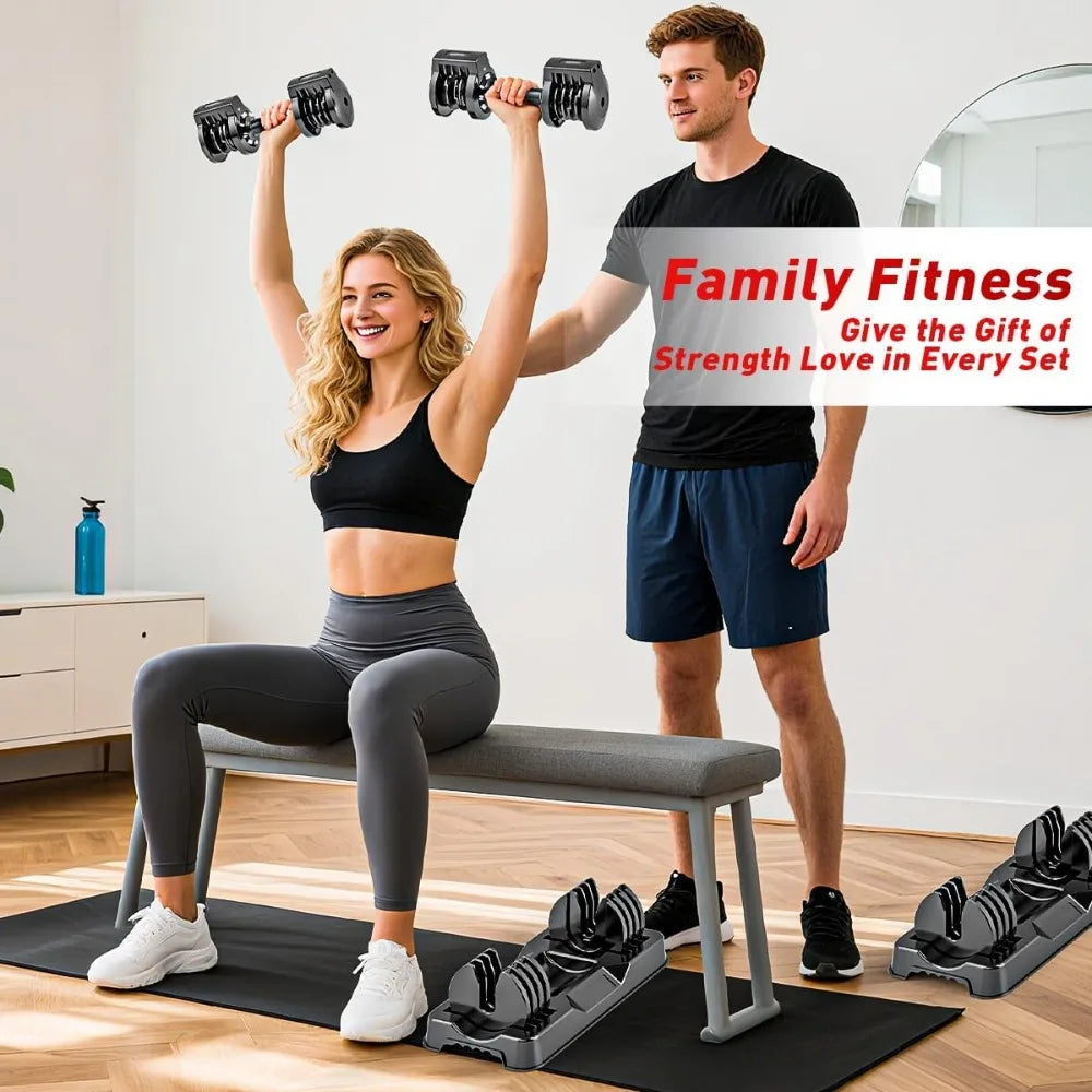 50lb Adjustable Dumbbell Set with Quick Lock Design