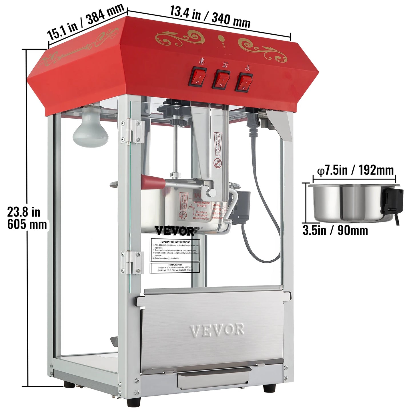 SucceBuy Commercial Popcorn Maker Automatic Popper Machine