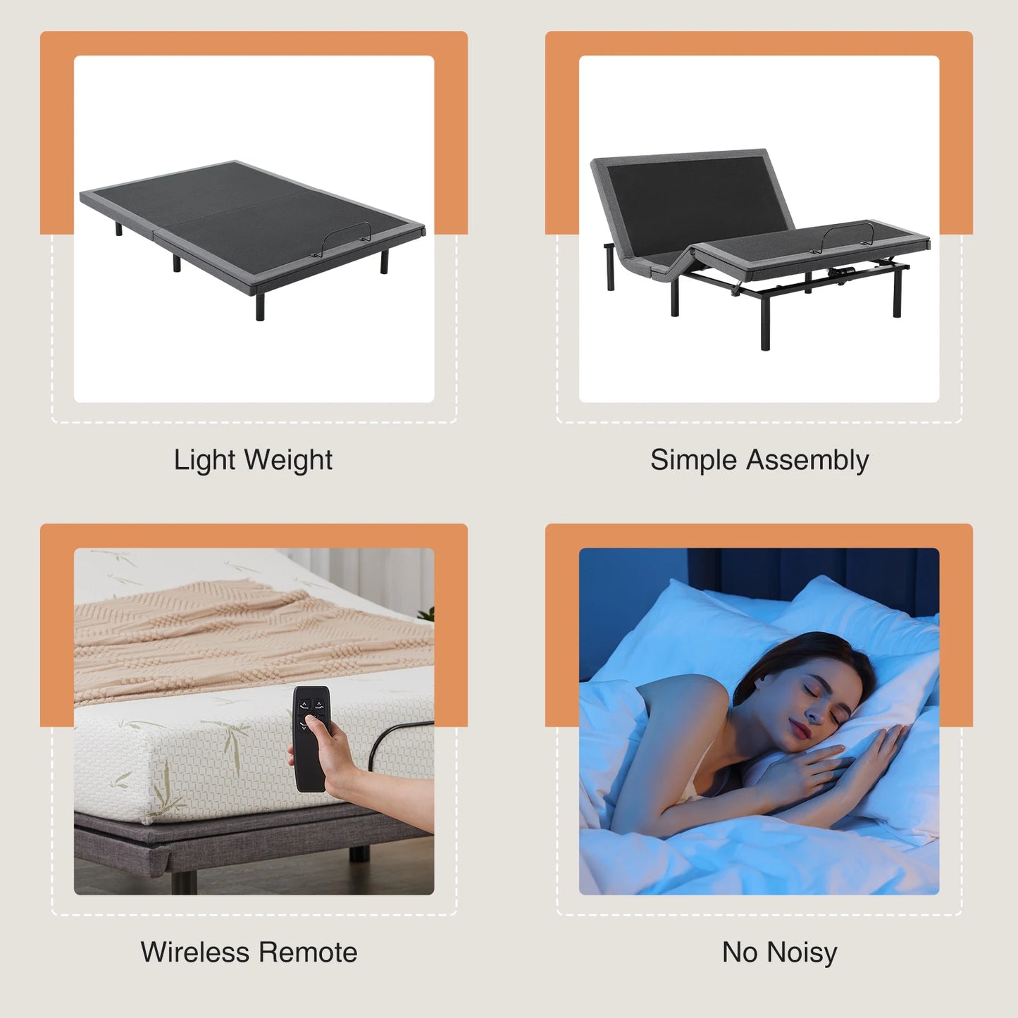 JHK Electric adjustable Zero Gravity Bed With USB Ports