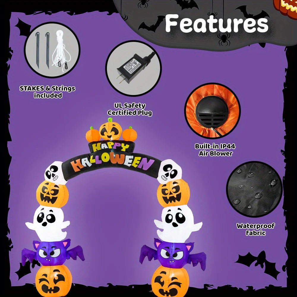 Joyfy Halloween Inflatable Pumpkin Archway With LED Lights