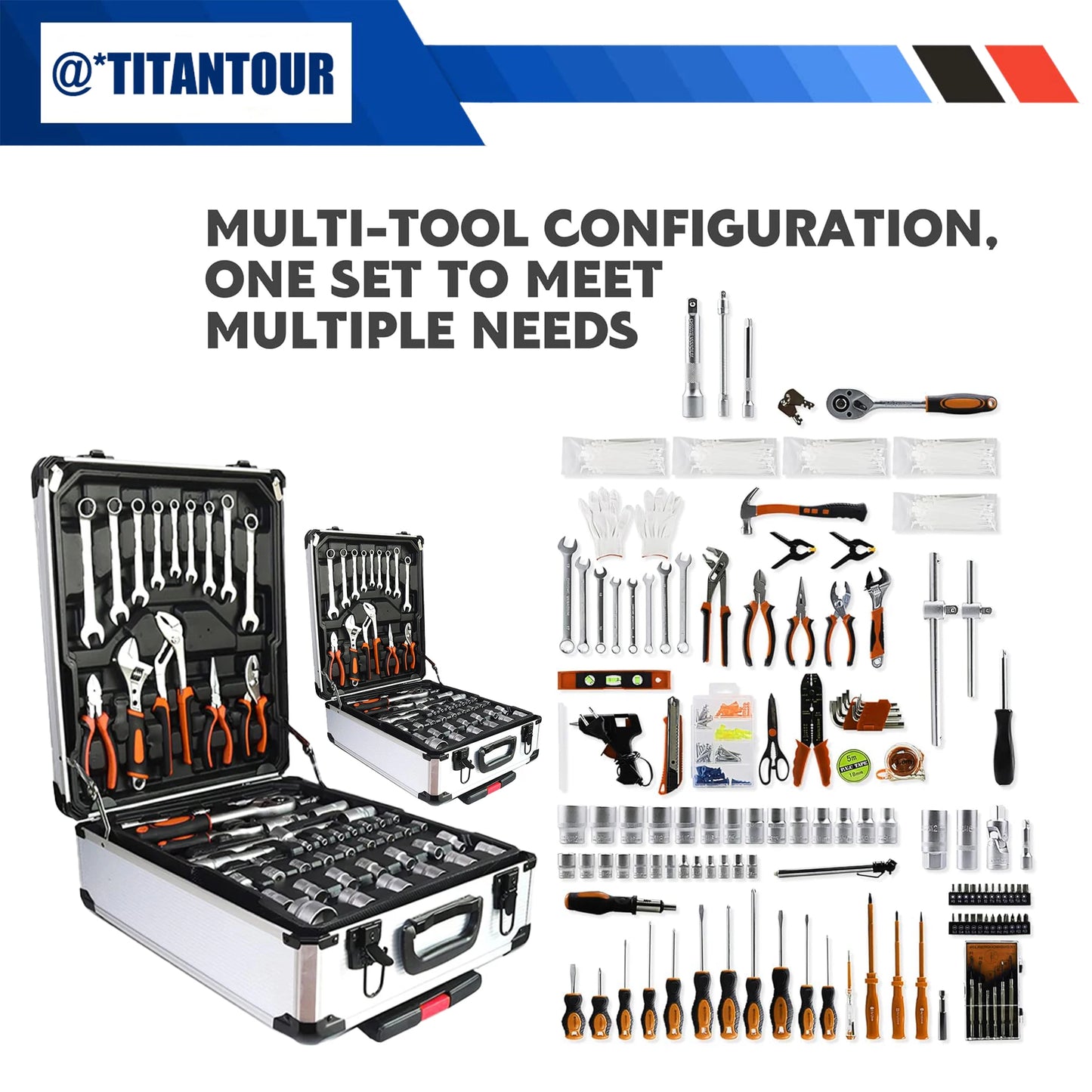 999-Piece Professional Industrial Repair Tool Set, Automotive Electrician Mechanical Household Multifunctional, Including Wrench