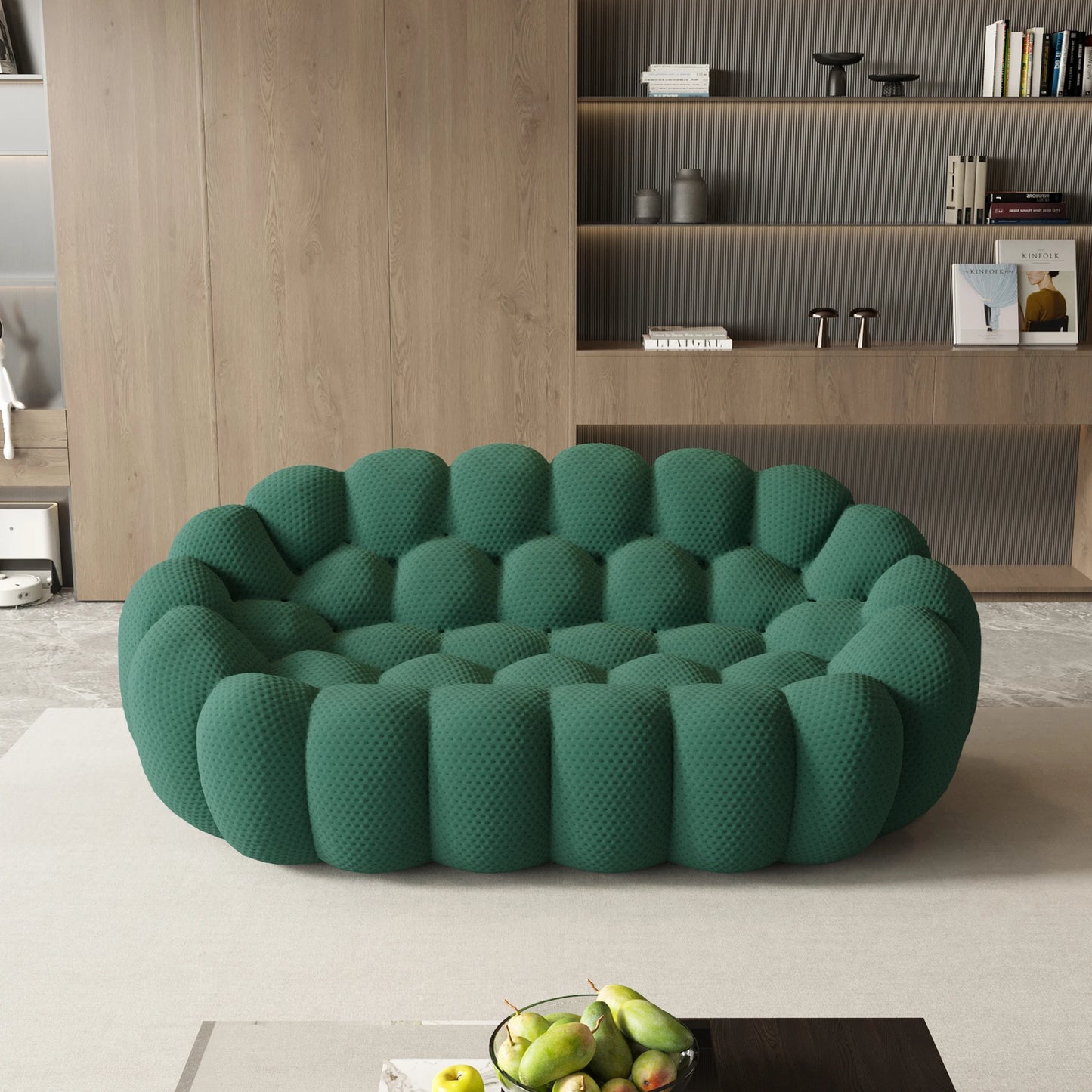 Sdorens Modern Curved Sofa 3D Knitted Fabric Loveseat Living Room