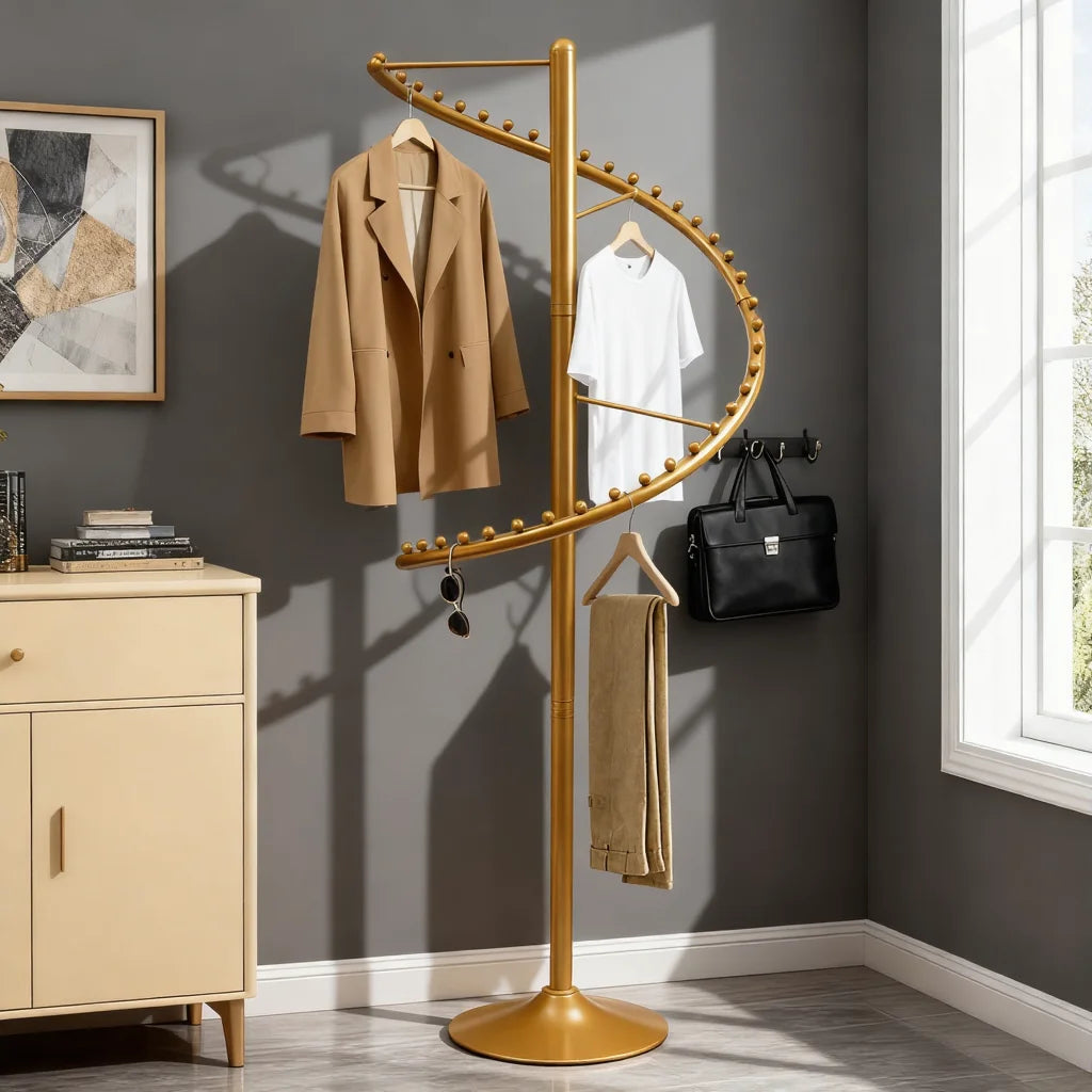 Easy Assemble Spiral Rotating Garment Rack Free Standing Organizer