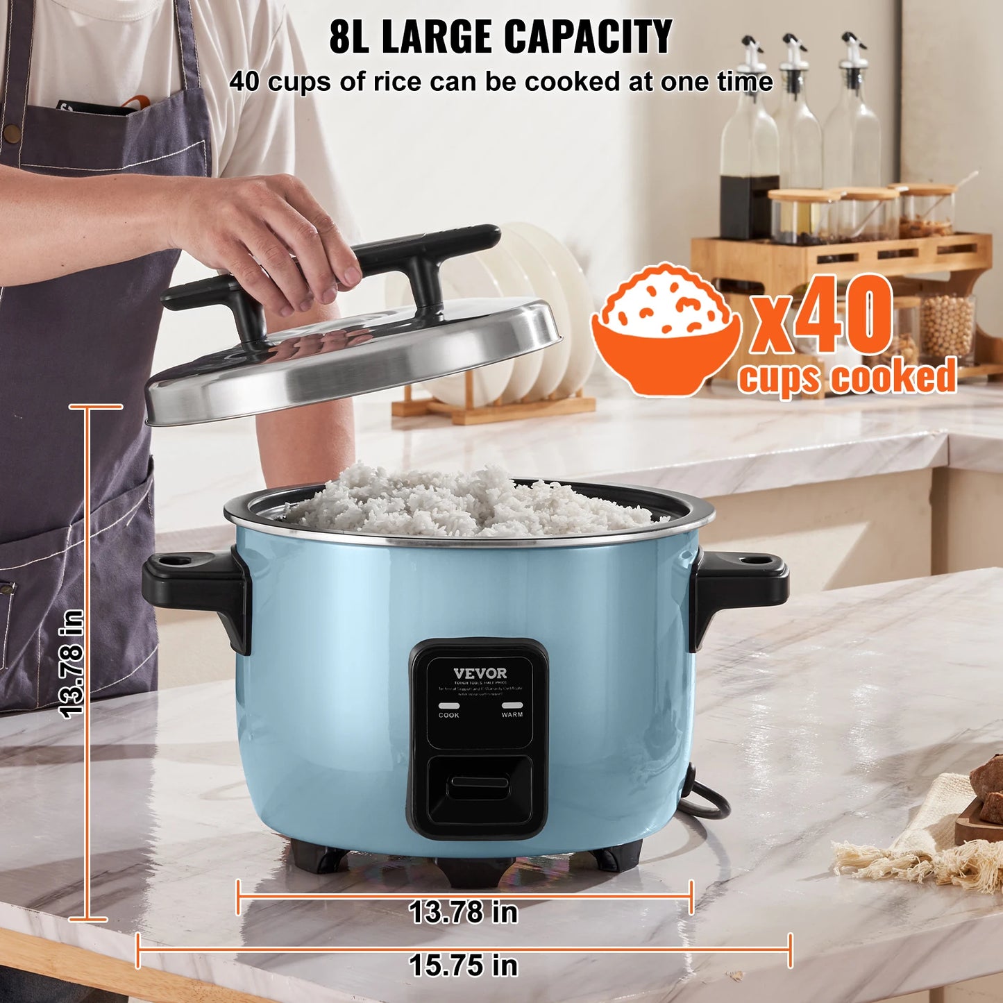 VEVOR Commercial Rice Cooker With Aluminum Nonstick Inner Pot