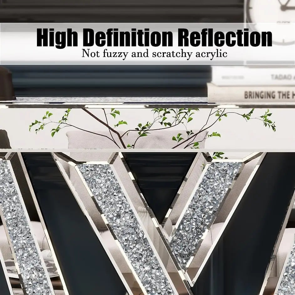 Mirrored Console Table With Crystal Accents Modern Glam Design