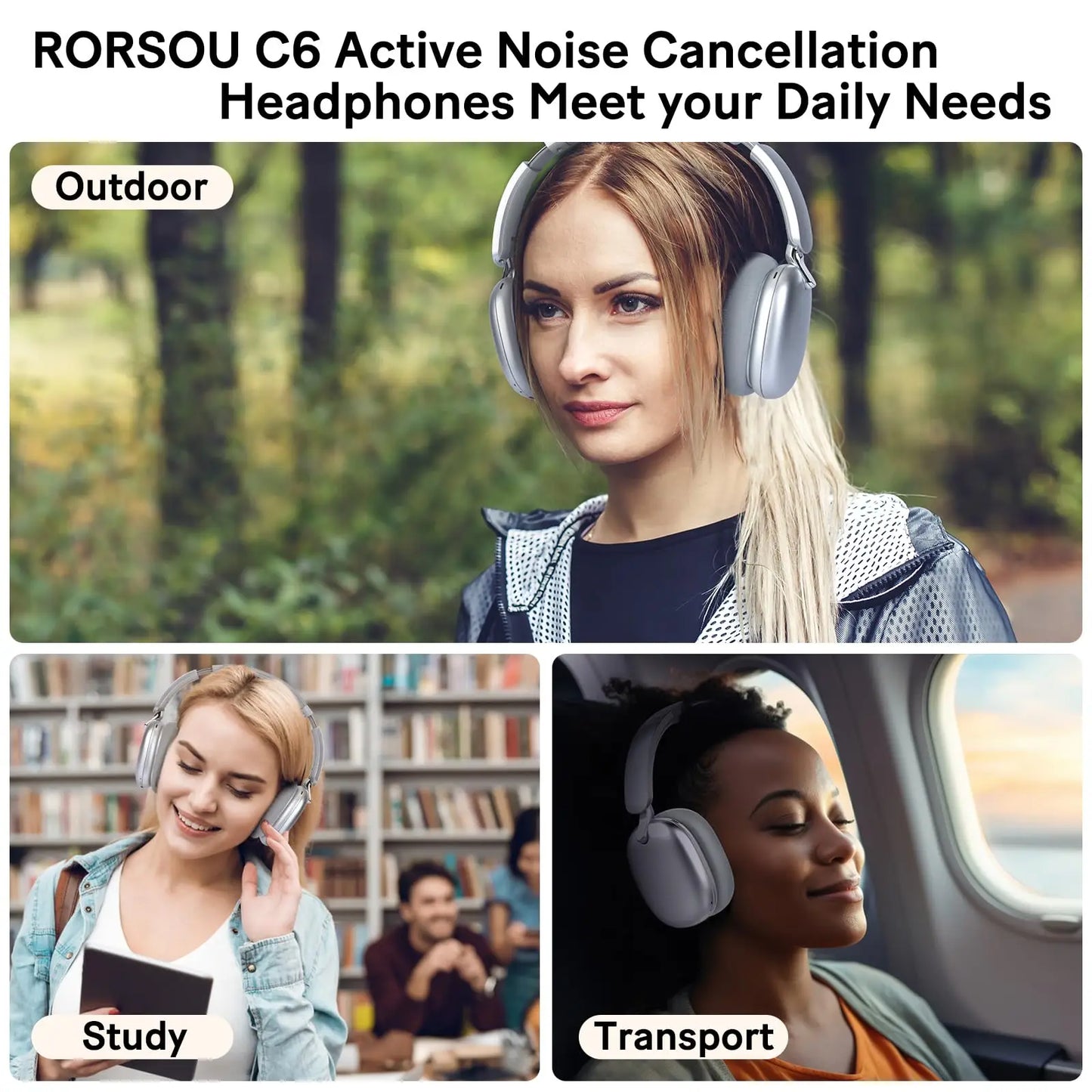 B36 Wireless Bluetooth 5.3 Over Ear Headphones With ANC Noise Cancellation