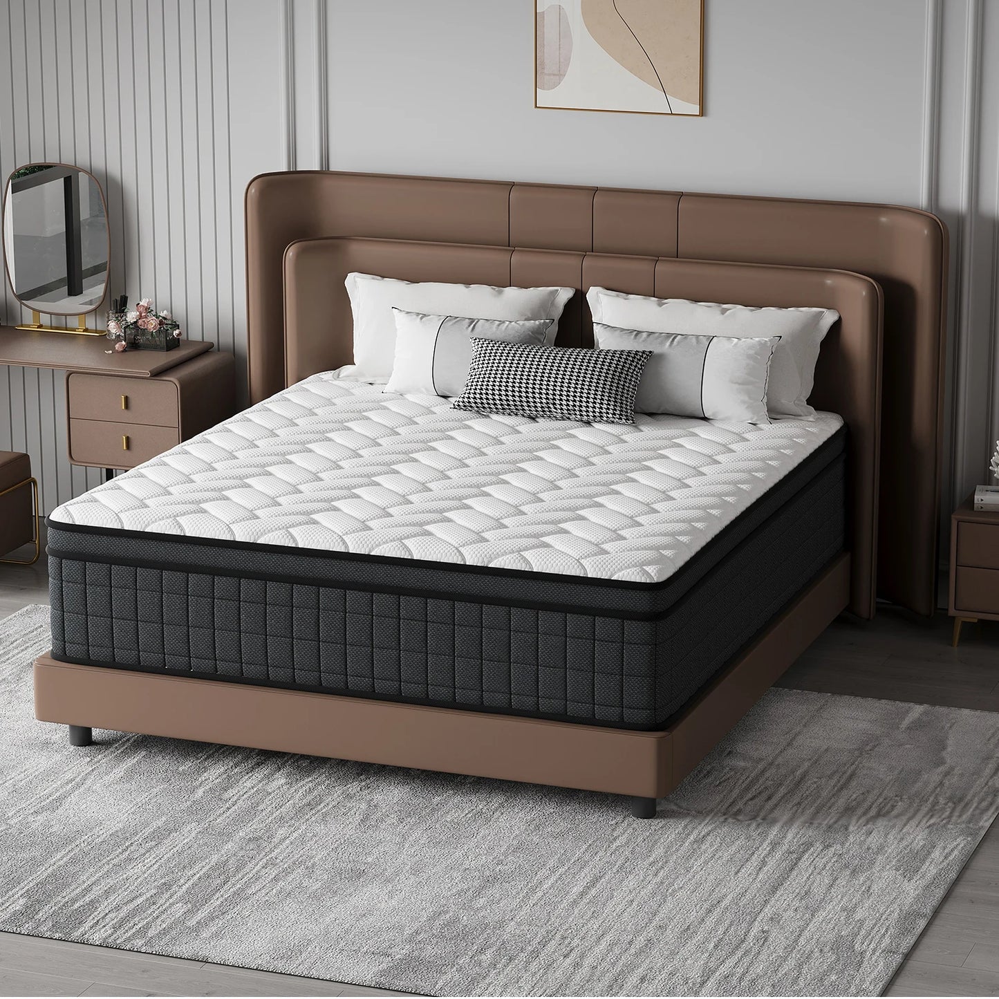 8/10/12/14 Inch Queen Twin Full Size Mattress& King Size Mattress In A Box, Hybrid Mattress with Independent Pocket Spring - Silent And Undisturbing, Memory Foam - High Resilience, Thickened Edge Support, Pressure Release - L