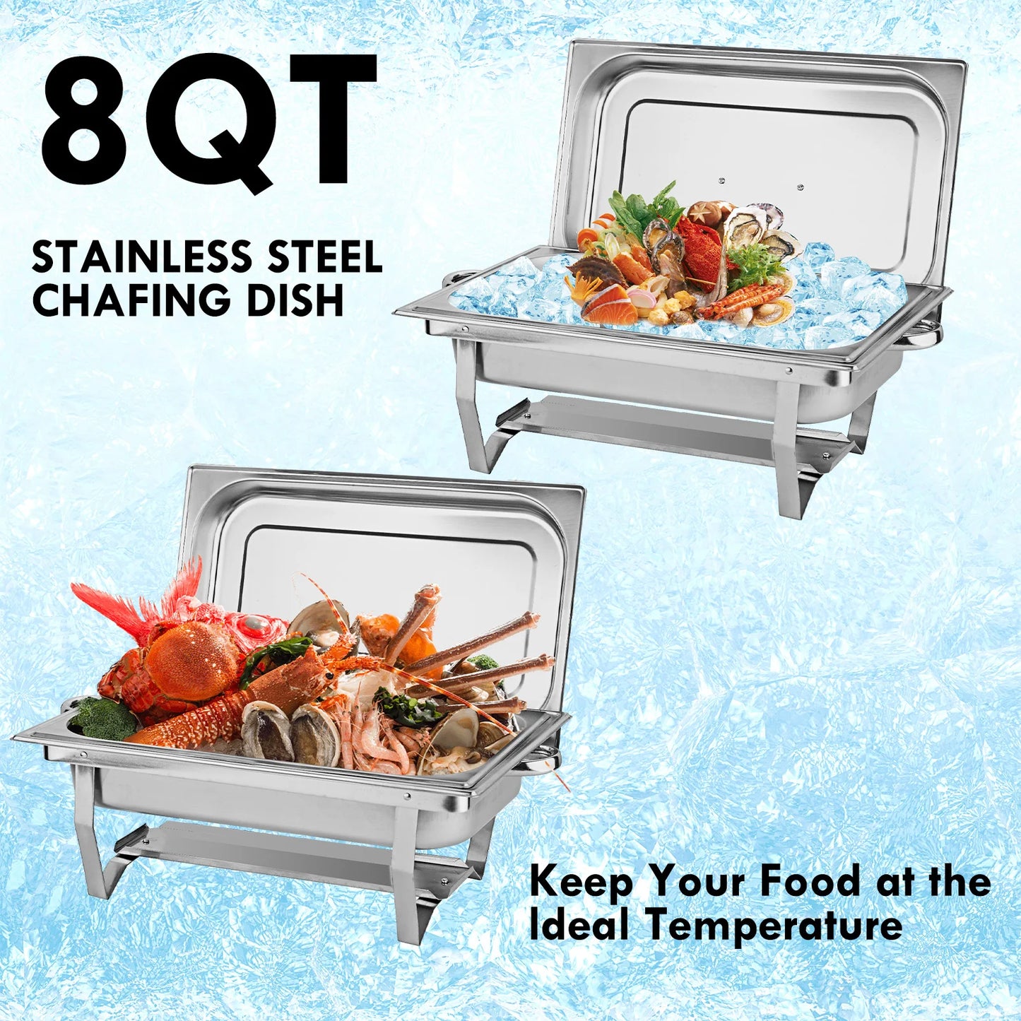 2/4/6Pack Chafing Dish Buffet Set Stainless Steel 8QT Food Servers and Warmers Fuel Holder for Party Catering Wedding