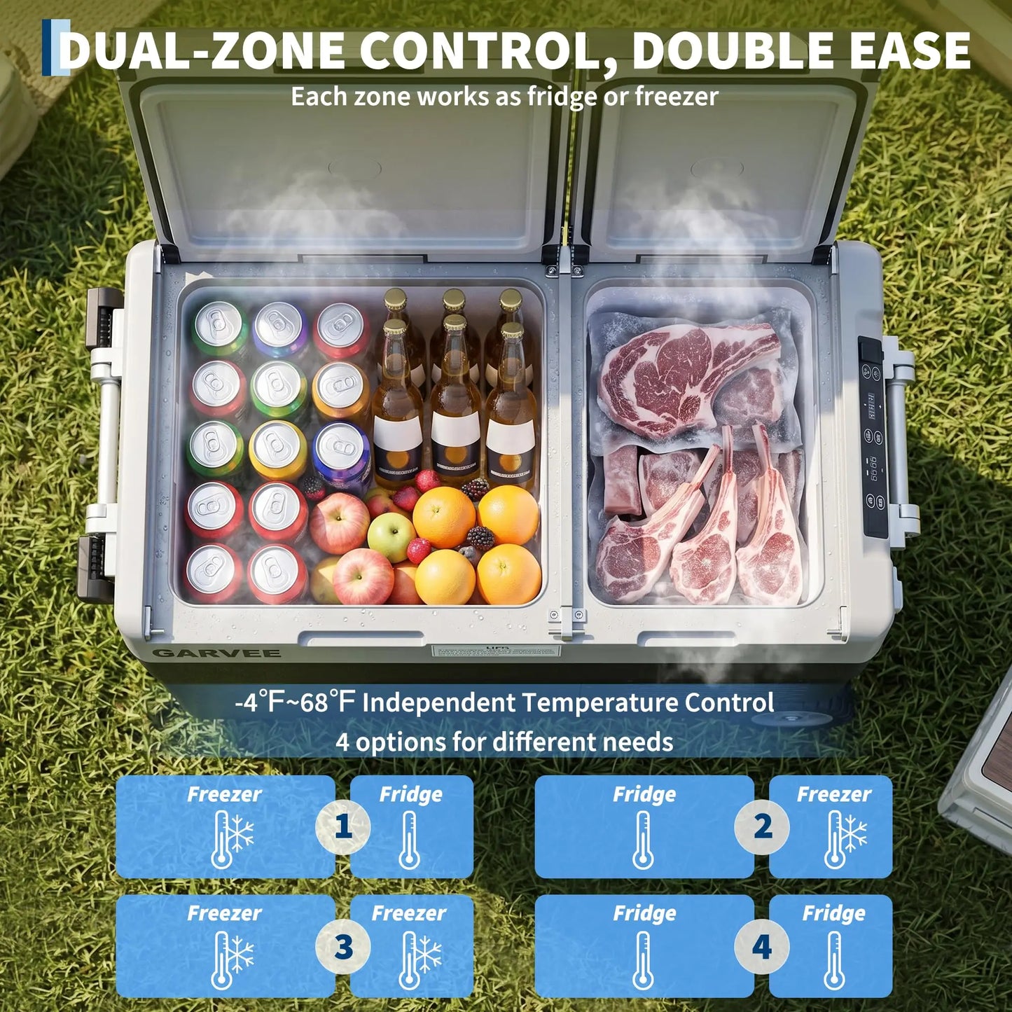 Dual Zone 40 Quart Portable Car Refrigerator With App Control