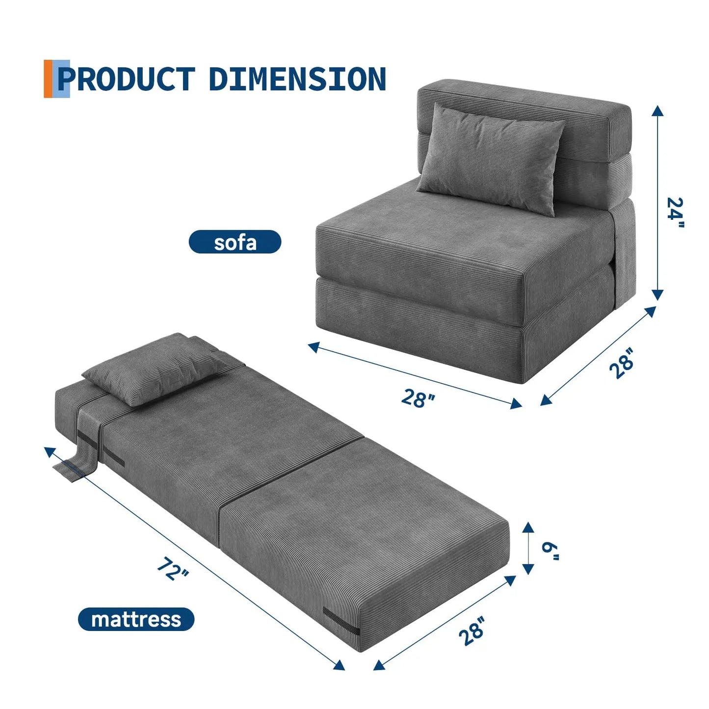 HobbyLane 4-In-1 Folding Sofa Bed Sleeper Loveseat Space-Saving