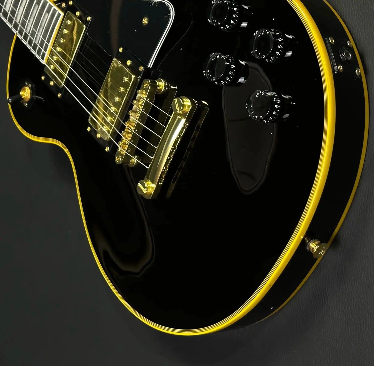 Black LPAUL Mahogany Body rosewood Fingerboard Electric Guitar HH Pickups yellow binding Free Shipping