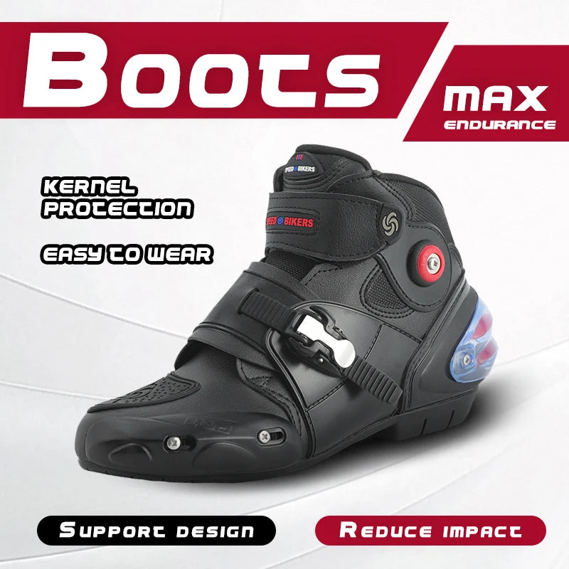 Men's Leather Motorcycle Shoes Breathable Ankle Boots For Spring Summer