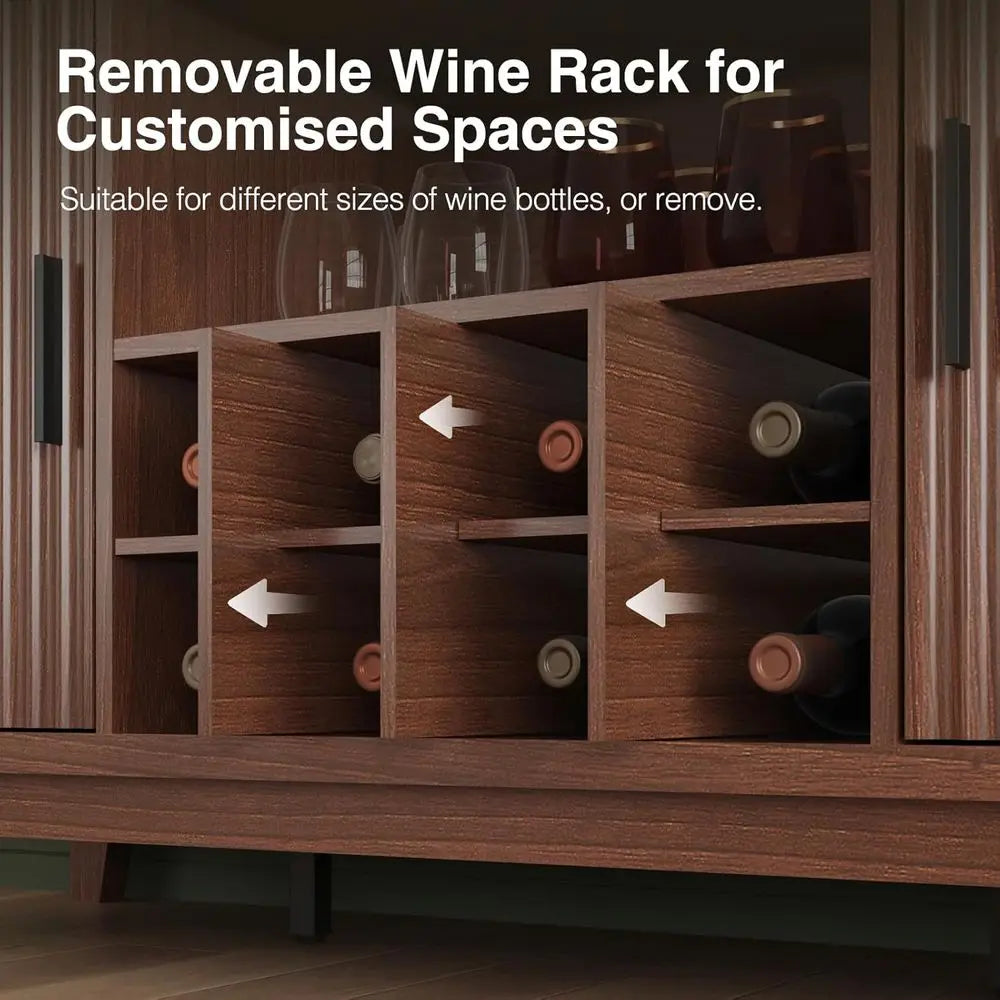 Multi-Function Storage Cabinet With Coffee Bar And Wine Rack