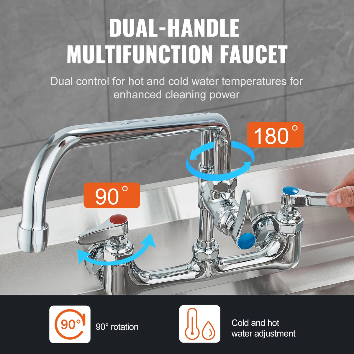SucceBuy Commercial Dual Handle Pull Down Kitchen Faucet