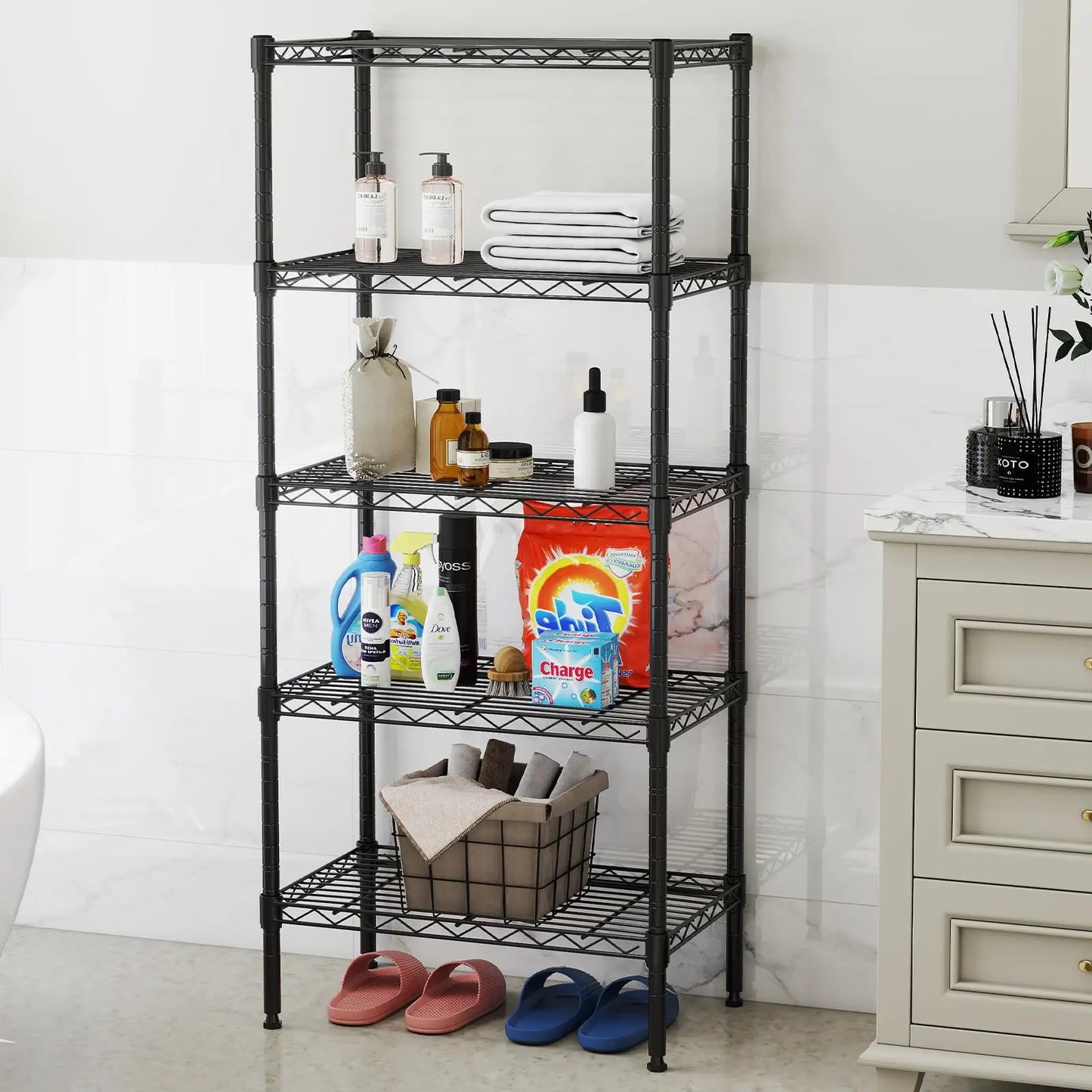 JHK 3-5 Tier Metal Wire Storage Shelves Adjustable Racks