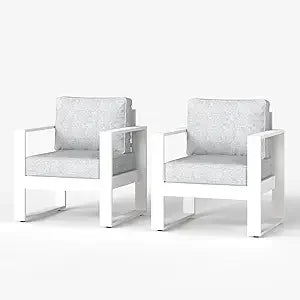 Outdoor Aluminum Patio Armchairs With Removable Washable Cushions